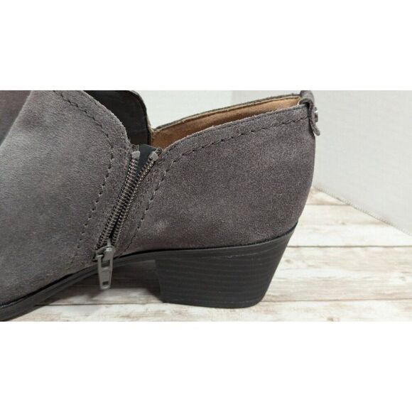 Naturalizer Womens 10 Gray Black Chelsea Boots Suede Zip Block Heel Almond Toe - Picture 8 of 11